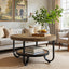 2-Tier Round Coffee Table with Storage, 31.5-Inch Center Cocktail Table