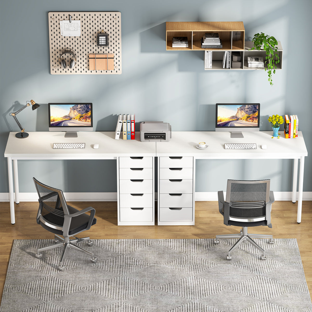 120cm Computer Desk, 5-Drawer Modern Study Table Writing Desk