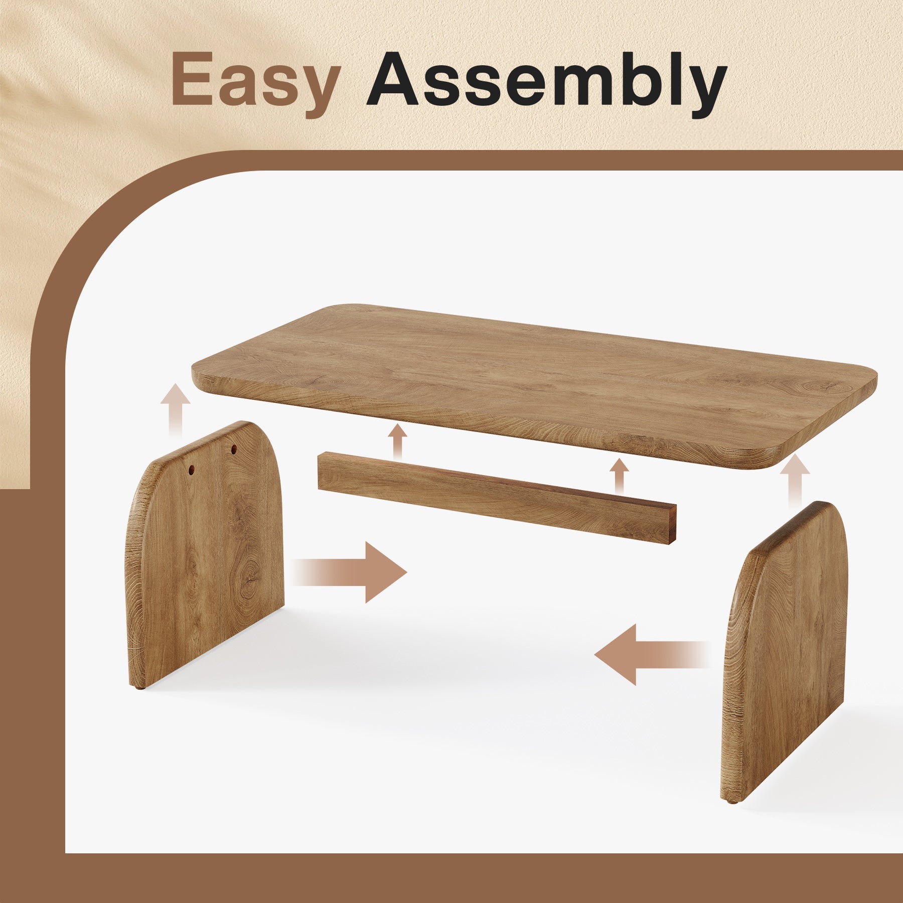 47 Inch Wood Rectangular Coffee Table, Living Room Table