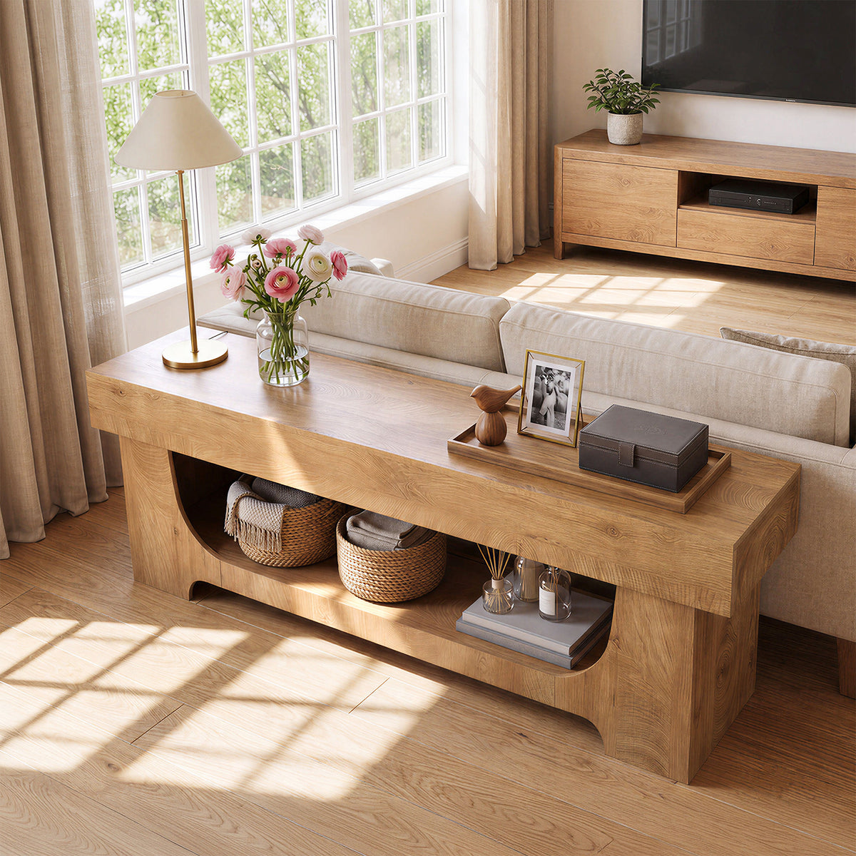 160cm TV Stand, Farmhouse Entertainment Centre with Storage for TVs up to 75"