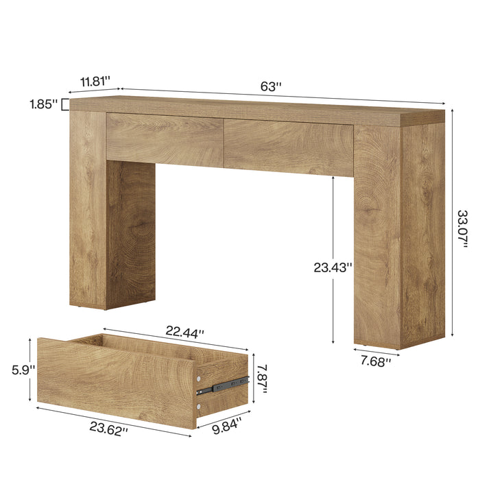 Tribesigns 160cm console table, slim hallway table with 2 drawers