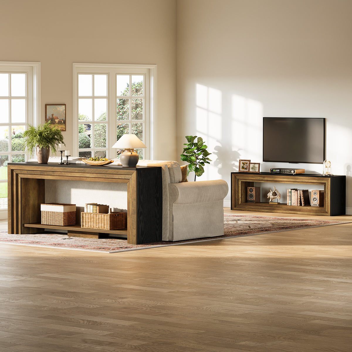 160cm Entryway Bench, Farmhouse  Storage Bench&TV Stand