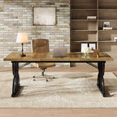 70.8" Industrial Computer Desk, Rustic Brown & Black Metal Frame Workstation 3