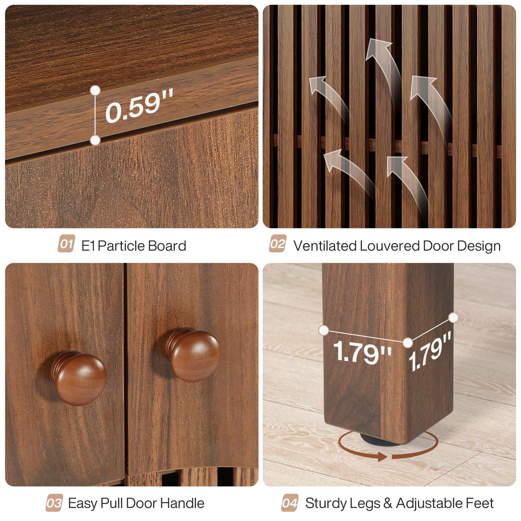 Tribesigns 28.74" Farmhouse Sideboard Cabinet, Wooden Buffet Cabinet with Round Louvered Doors for Kitchen