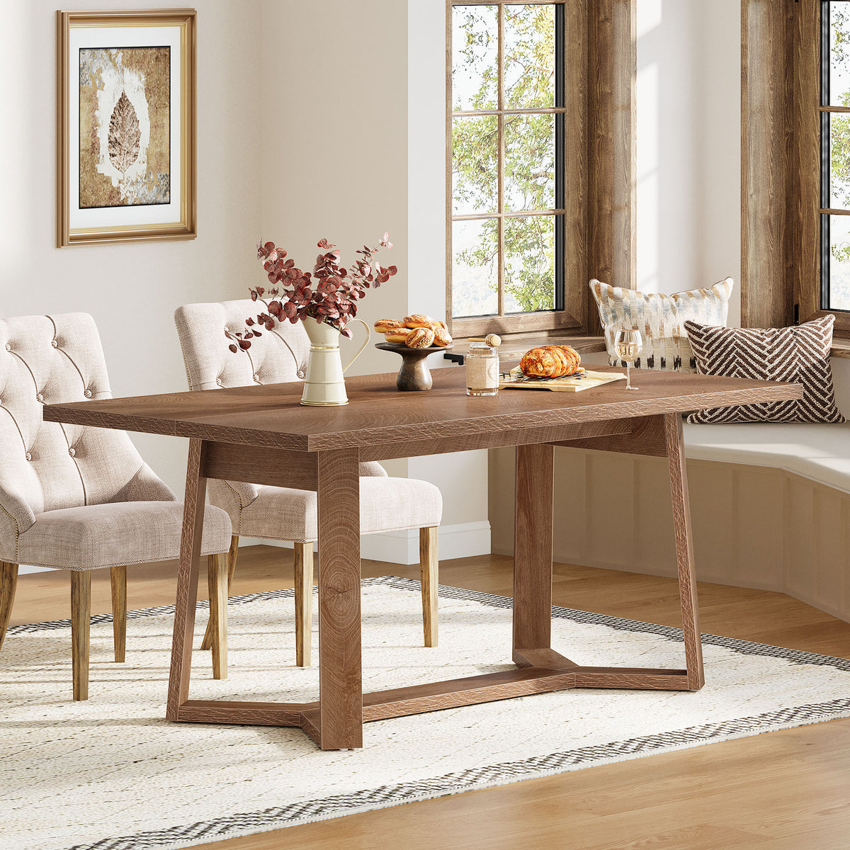 120cm Dining Table, Modern 4-6 Seater MDF Wood Effect for Dining Room