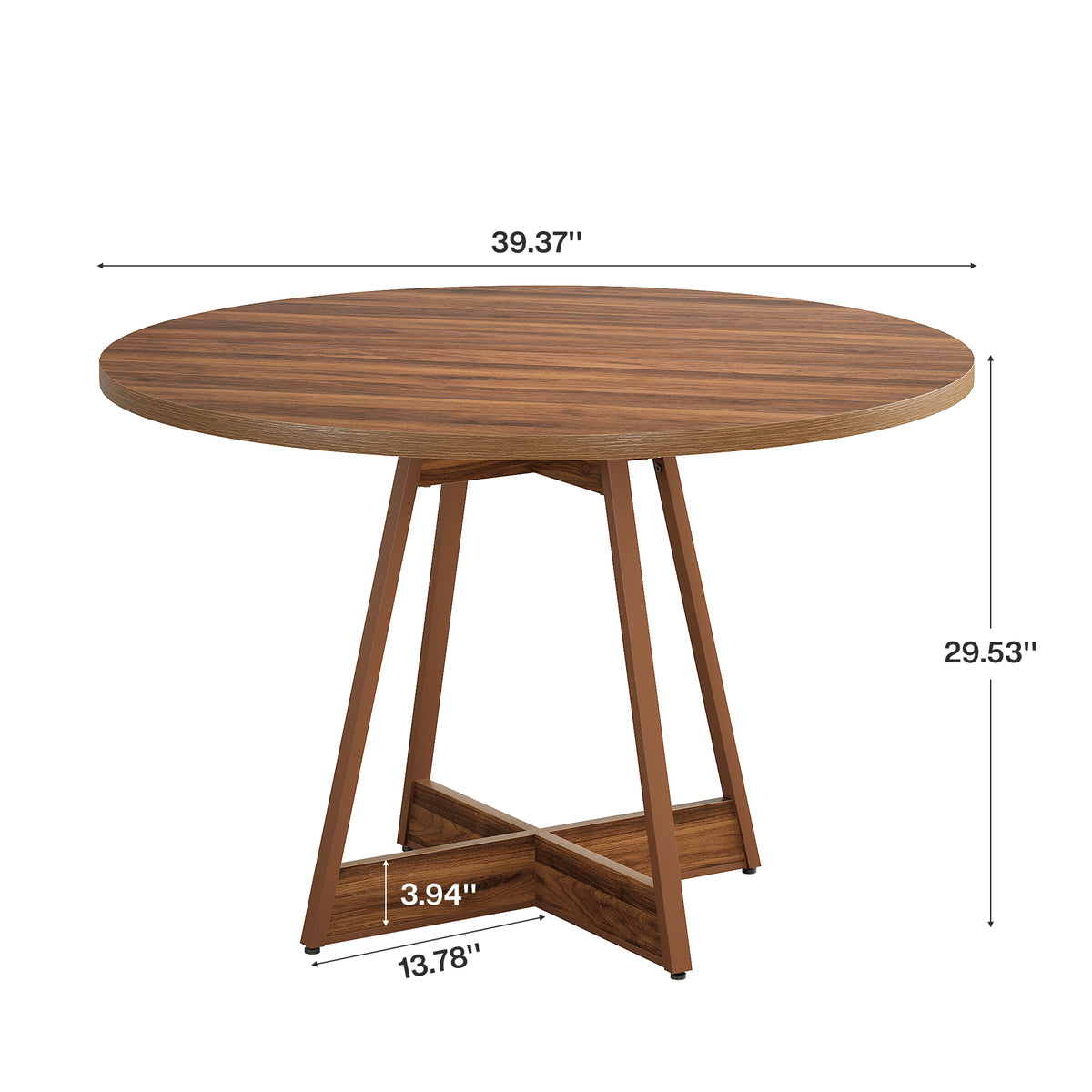 100cm Round Dining Table, Country Style Wooden Table for 2-4 People
