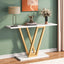 43" Gold Console Table, Modern Hallway Table Entryway Tables Narrow Sofa Table for Living Room