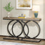 55" Console Table, Narrow Entryway Sofa Table with Geometric Metal Frame