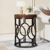 45cm Round Side Table, Industrial Metal Frame for Living Room Bedroom 3