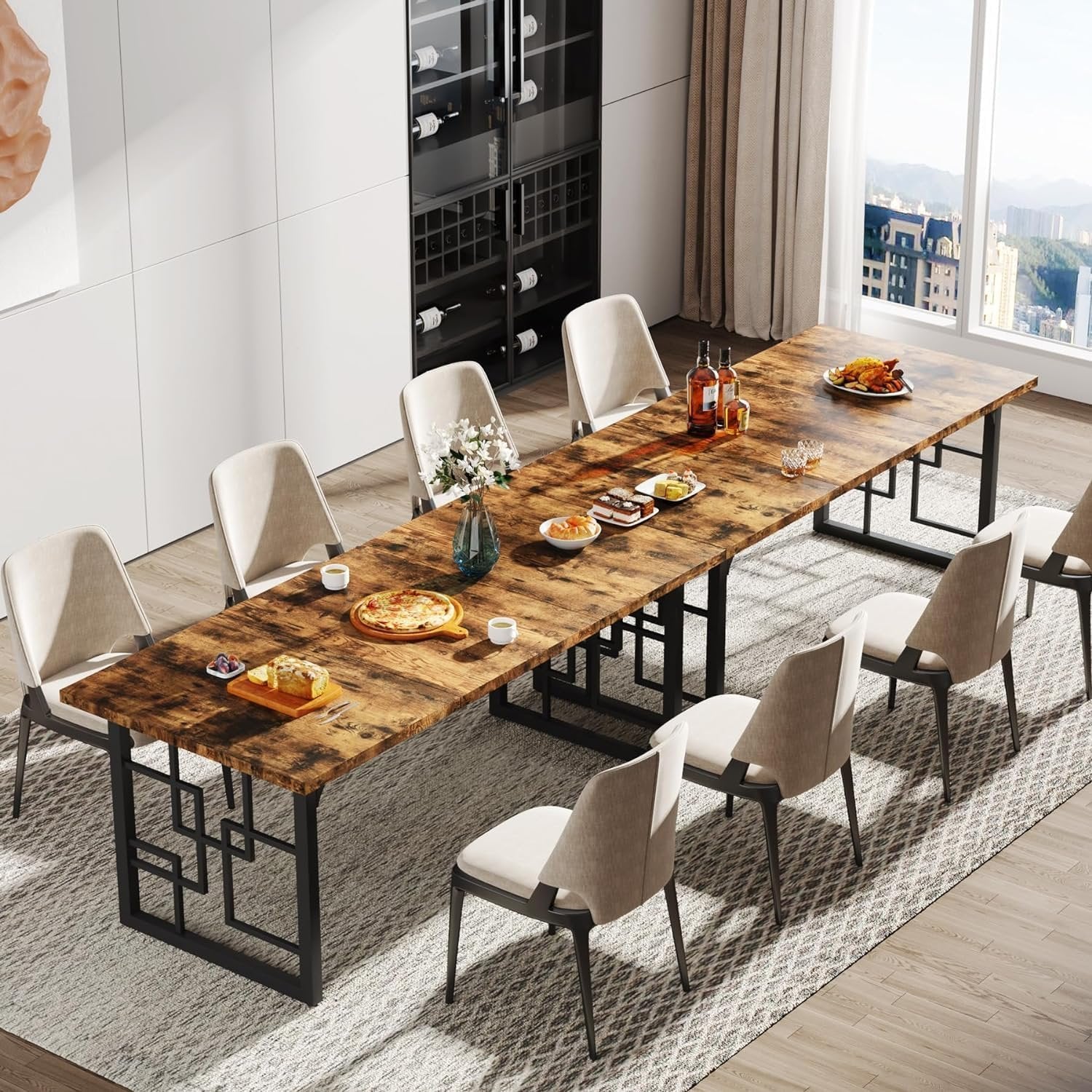 63" Dining Table for 4-6 People, Industrial Dinner Table for Kitchen & Dining Room