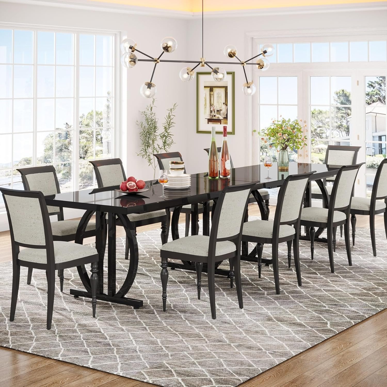 63" Dining Table for 4-6 People, Modern Industrial Rectangular Kitchen Table Dinner Table for Home Kitchen Furniture