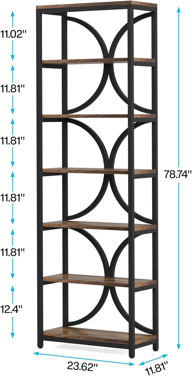 78.74" High 6-Tier Open Shelf for Home Office and Living Room