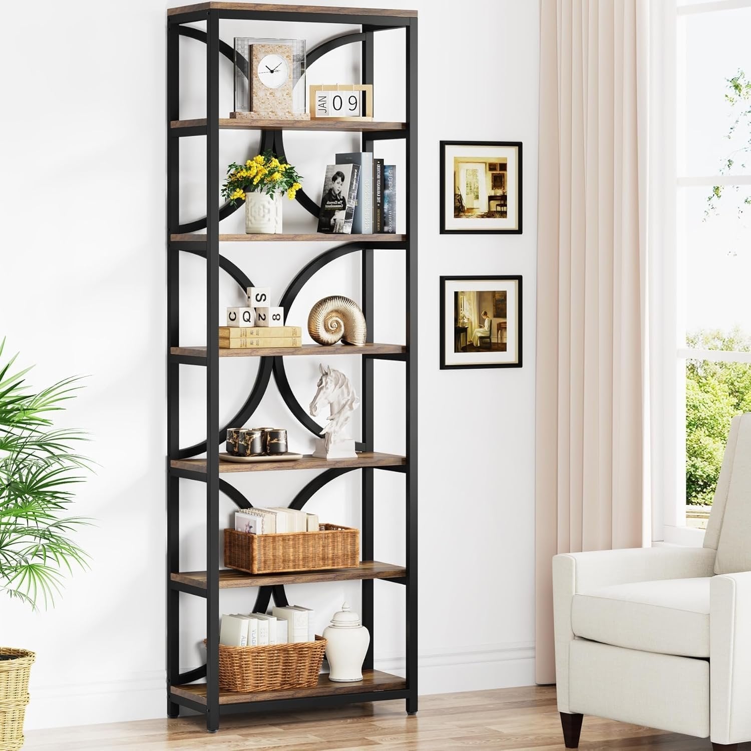 78.74" High 6-Tier Open Shelf for Home Office and Living Room