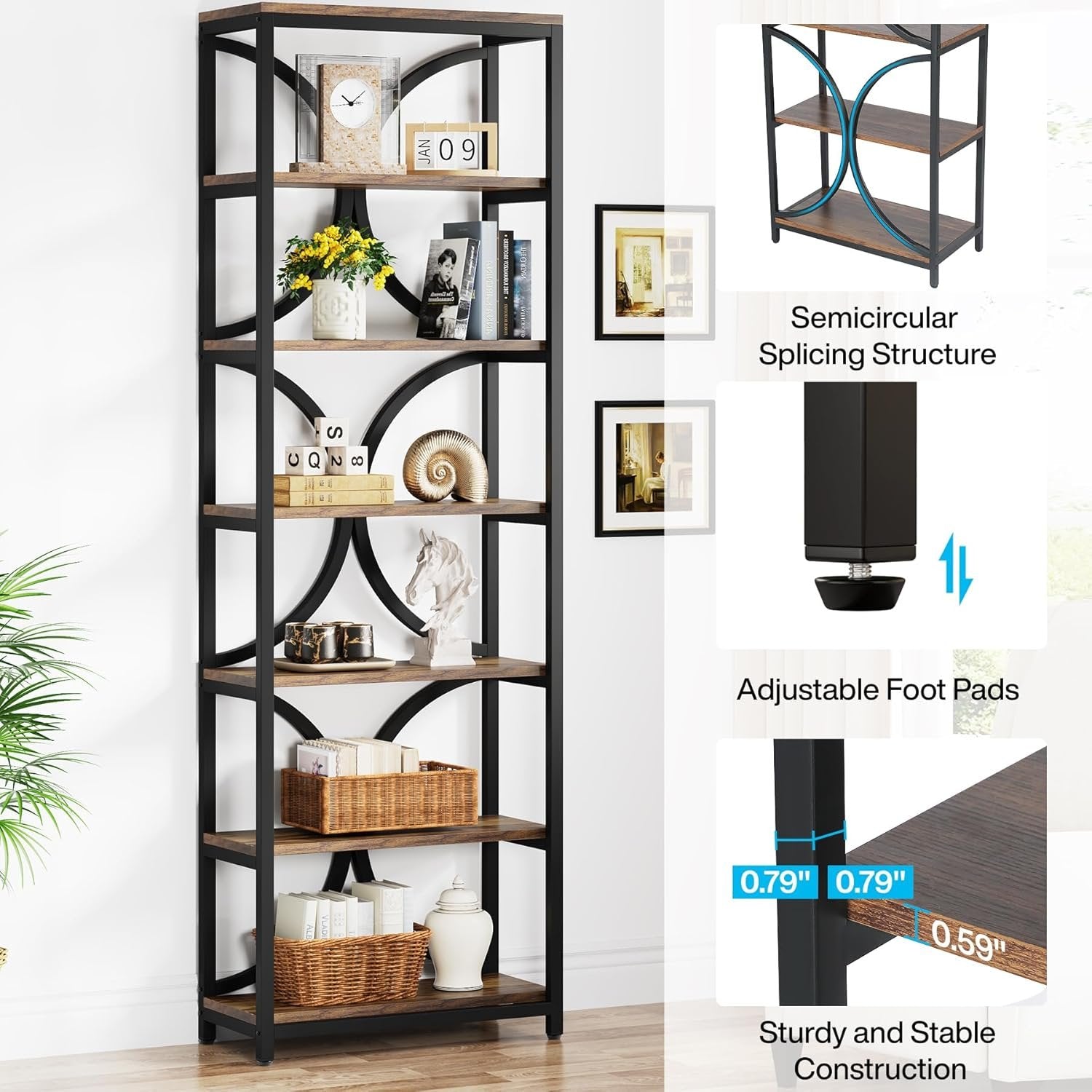 78.74" High 6-Tier Open Shelf for Home Office and Living Room