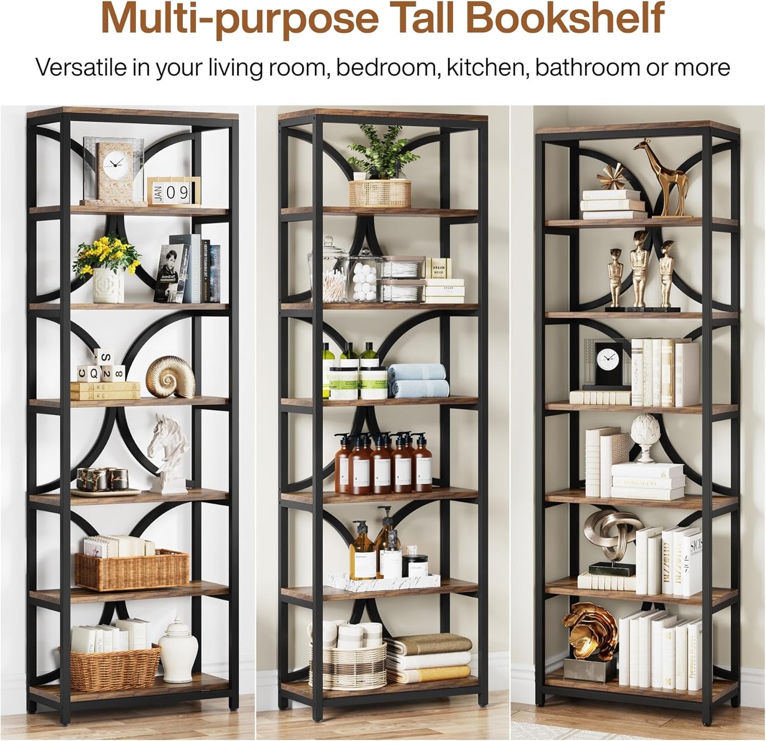 78.74" High 6-Tier Open Shelf for Home Office and Living Room