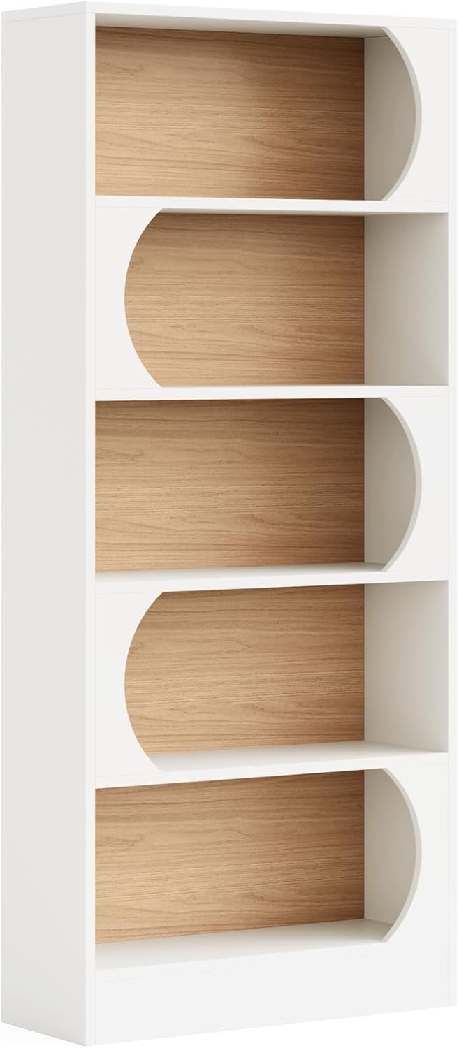 5-Tier Bookcase, 71" Modern Etagere Bookshelf with Storage Shelves