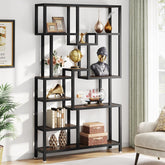 200cm 7-Tier Industrial Bookshelf, Tall Wooden Shelves for Living Room Home Office 3