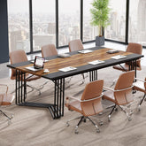 78.74" Large Meeting Table for 8-10 People, Business Wooden Training Table with Strong Metal Frame for Office Conference 3