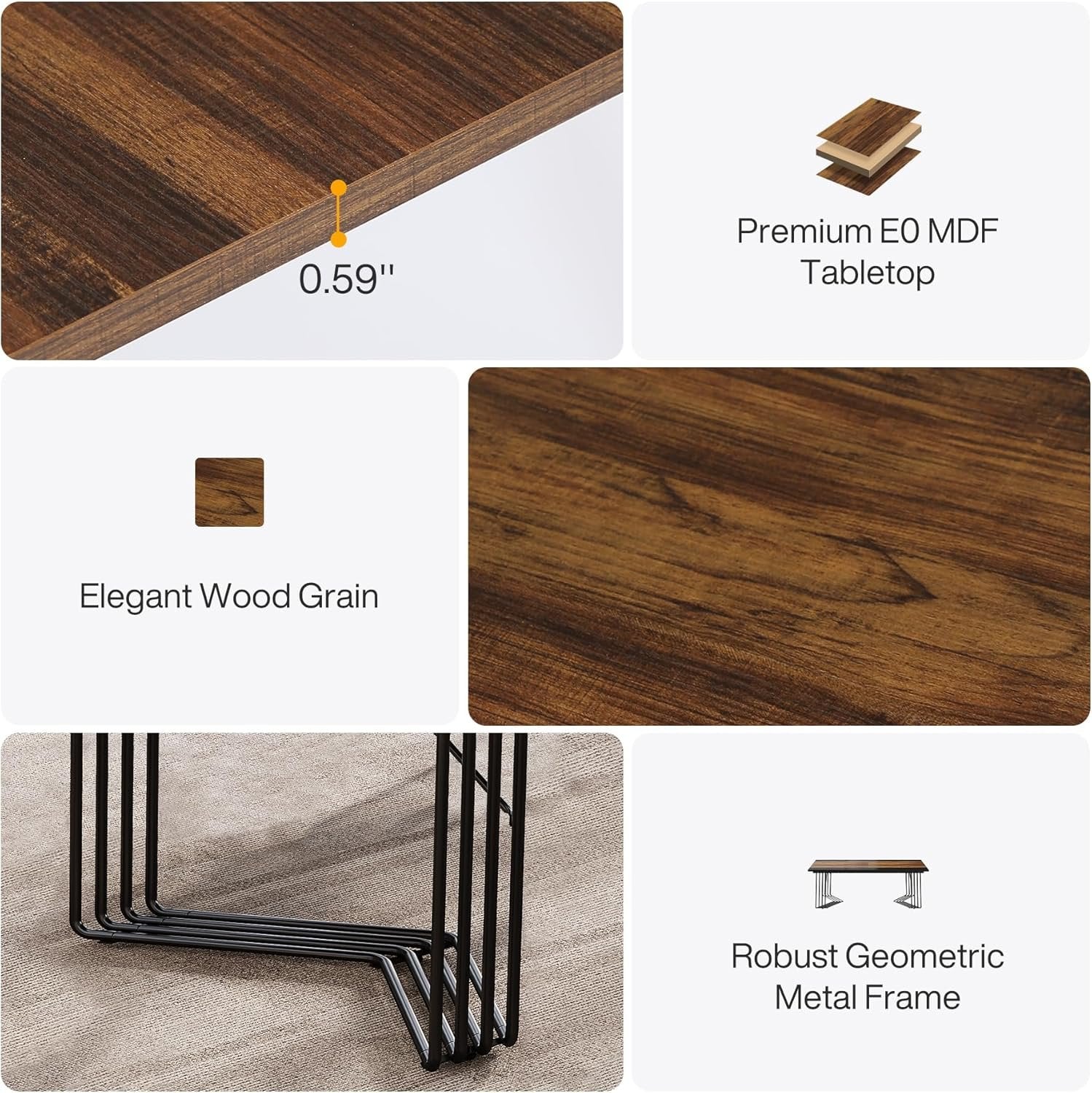 78.74" Large Meeting Table for 8-10 People, Business Wooden Training Table with Strong Metal Frame for Office Conference