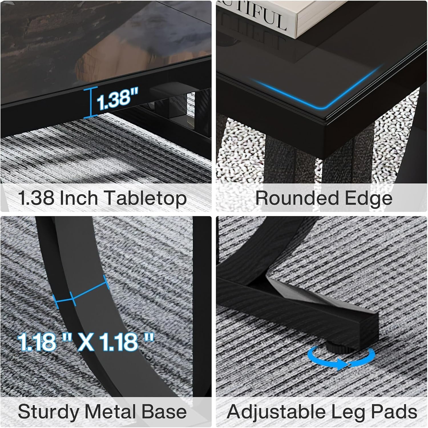 63" Executive Desk, Modern Computer Desk with Metal Geometric Base