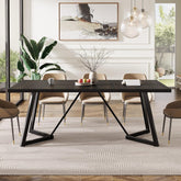 70.86" Modern Dining Table for Family, Elegant Rectangular Table with Sturdy Metal Frame 3