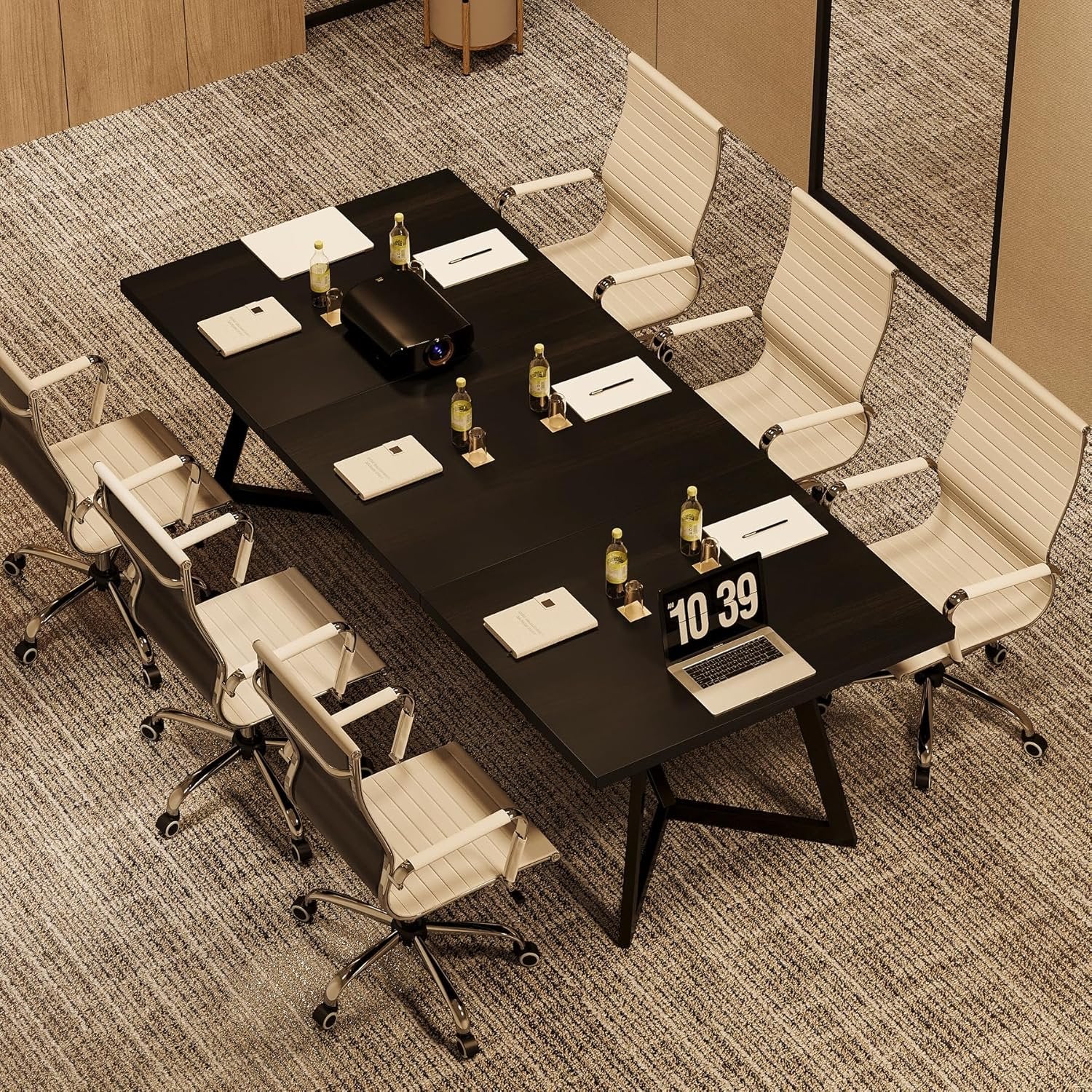 70.86" Modern Conference Table, Rectangular Desk with Sturdy Metal Frame