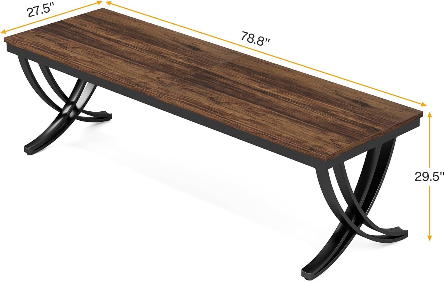 78" Conference Table for 6-8 People, Rectangular Table with Metal Frame