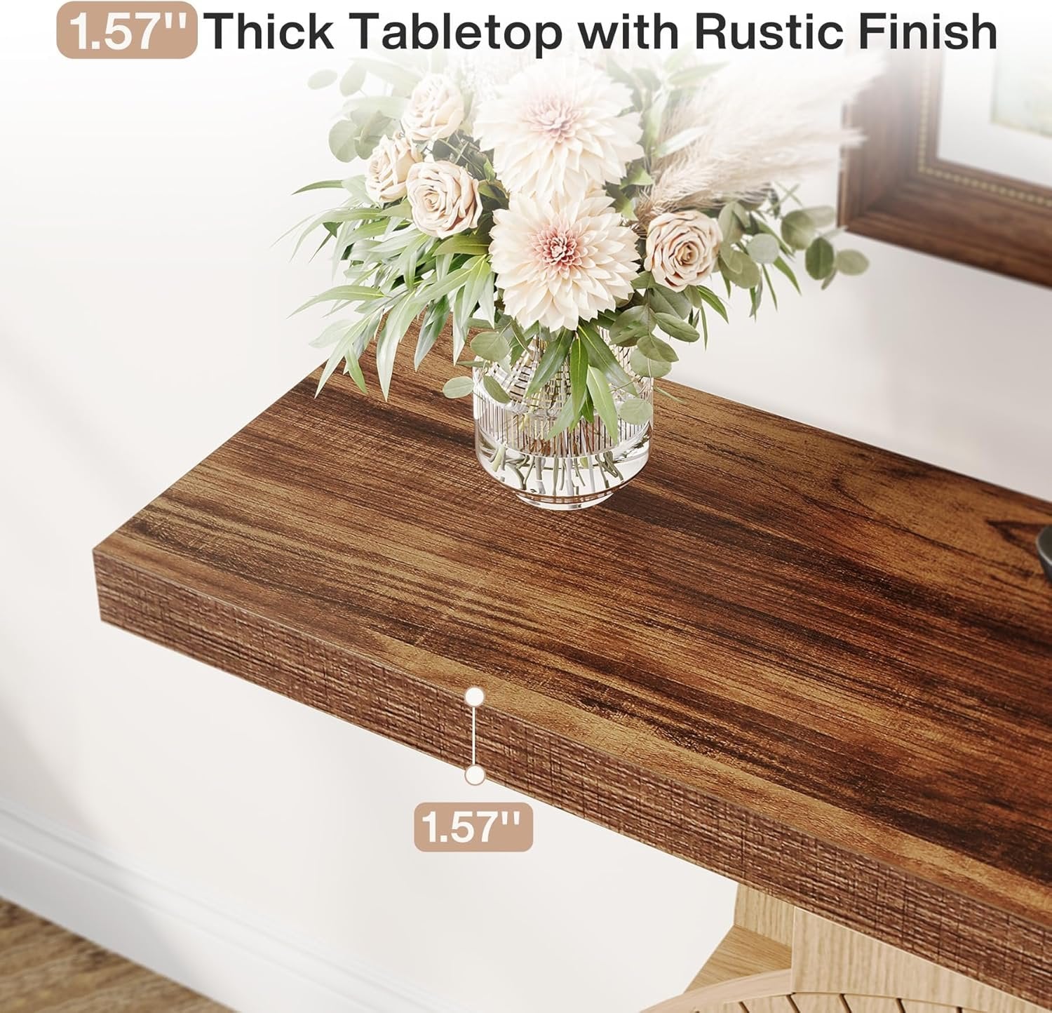 39“ Console Table with Storage Shelves, Entryway Sofa Table with Circular Base