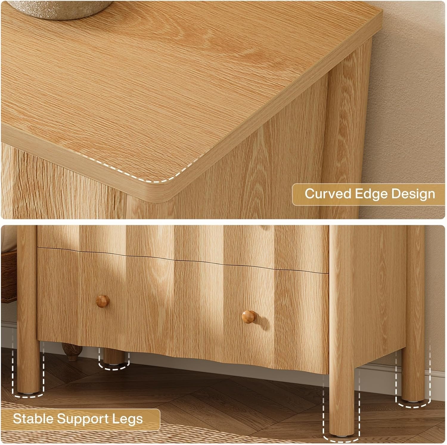 31.5" Nightstand, Modern Oversized Bedside Table with 3 Drawers for Bedroom