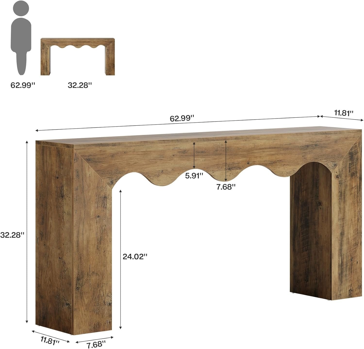 63" The Homestead Haven, Narrow Farmhouse Console Table with Storage Base