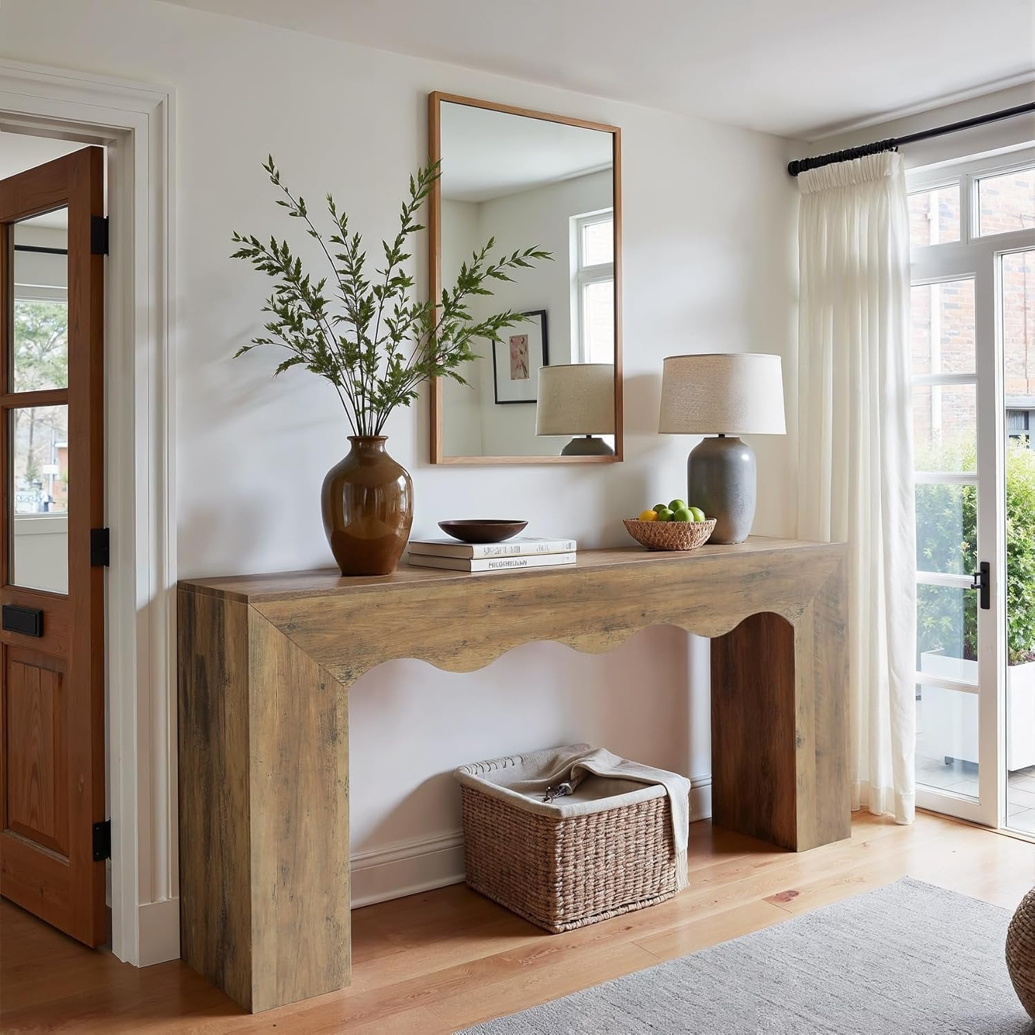 63" The Homestead Haven, Narrow Farmhouse Console Table with Storage Base