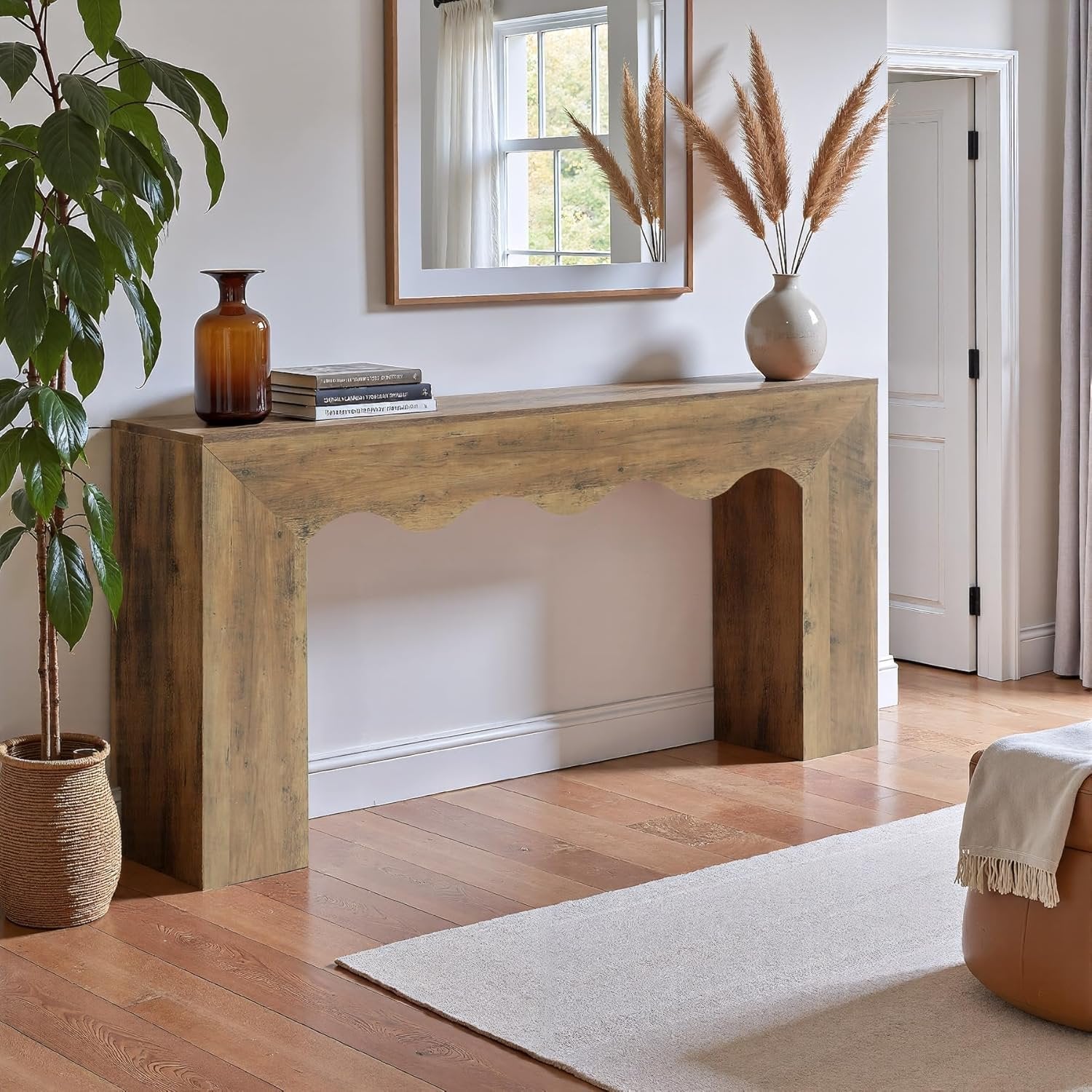63" The Homestead Haven, Narrow Farmhouse Console Table with Storage Base