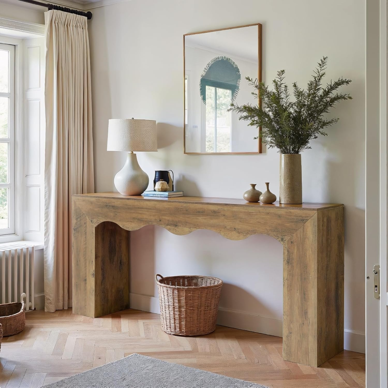 63" The Homestead Haven, Narrow Farmhouse Console Table with Storage Base