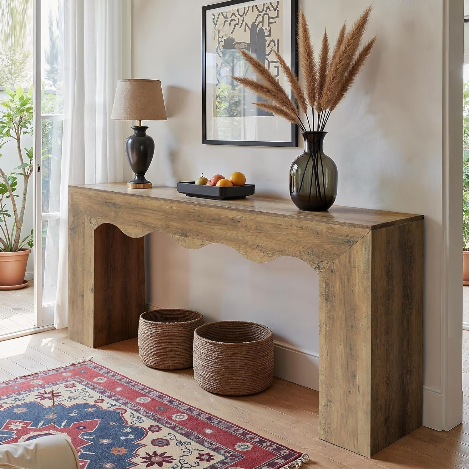 63" The Homestead Haven, Narrow Farmhouse Console Table with Storage Base