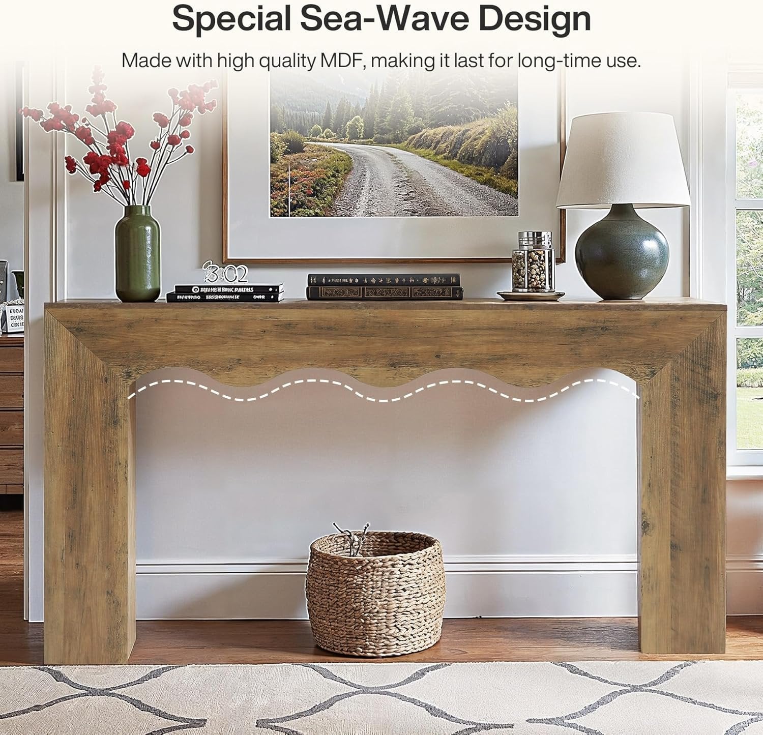 63" The Homestead Haven, Narrow Farmhouse Console Table with Storage Base