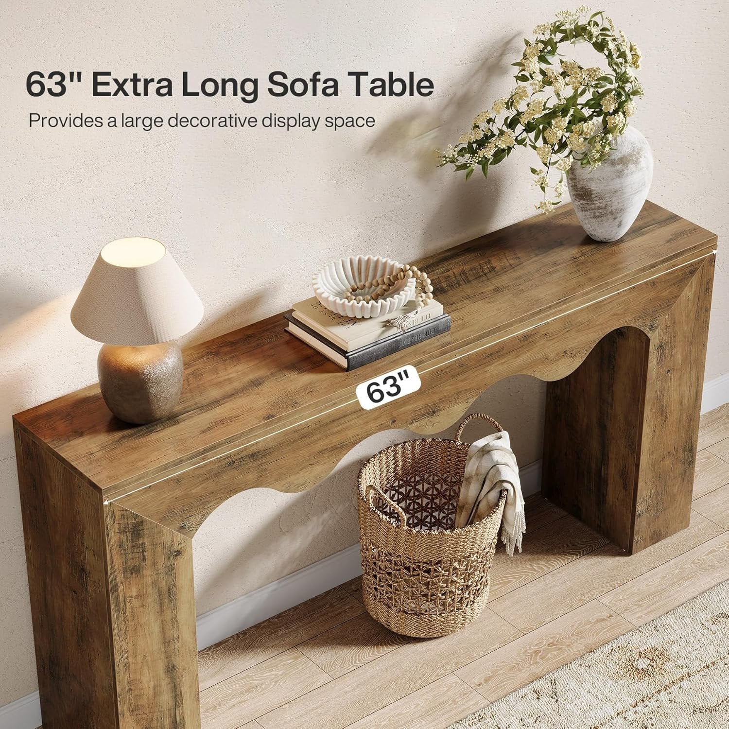 63" The Homestead Haven, Narrow Farmhouse Console Table with Storage Base