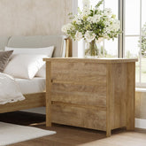 31.5" Wide Nightstand, Farmhouse Bedside Table with 3 Storage Drawers 3