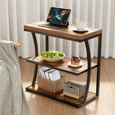 60cm Narrow Side Table, 3-Tier Rustic Metal Frame Shelf for Living Room Small Spaces 3