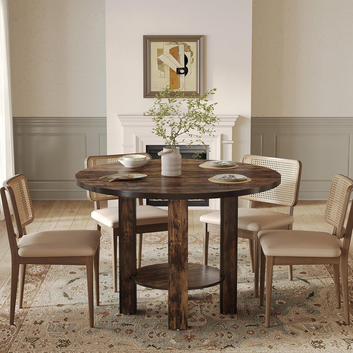 Tribesigns Round dining table for 4 people, Large dining table with storage shelf