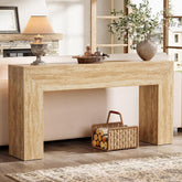 63" Console Table, Modern Entryway Table with Faux Travertine Finish 3