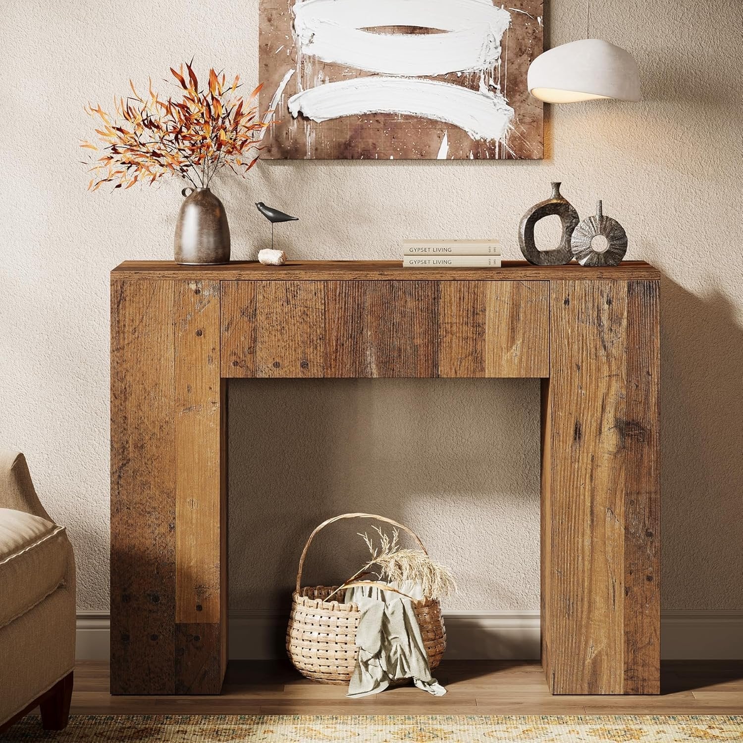 39'' Farmhouse Console Table, Narrow Sofa Table with Drawer