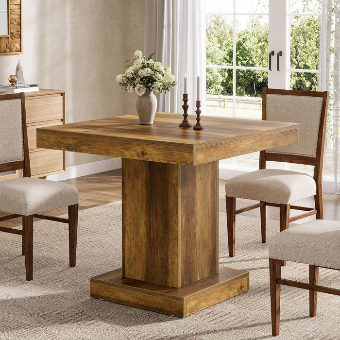 80cm Square Dining Table, Rustic 4-Seater Kitchen Table for Small Spaces