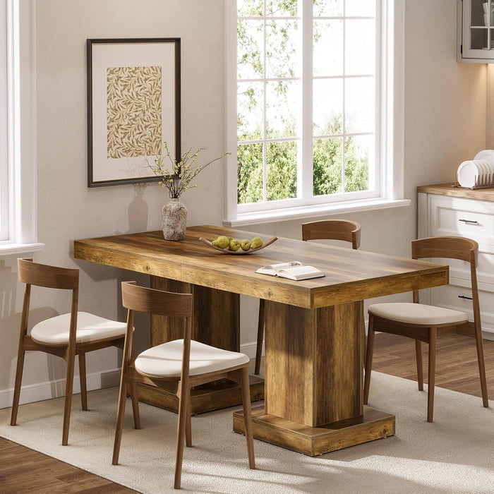 80cm Square Dining Table, Rustic 4-Seater Kitchen Table for Small Spaces