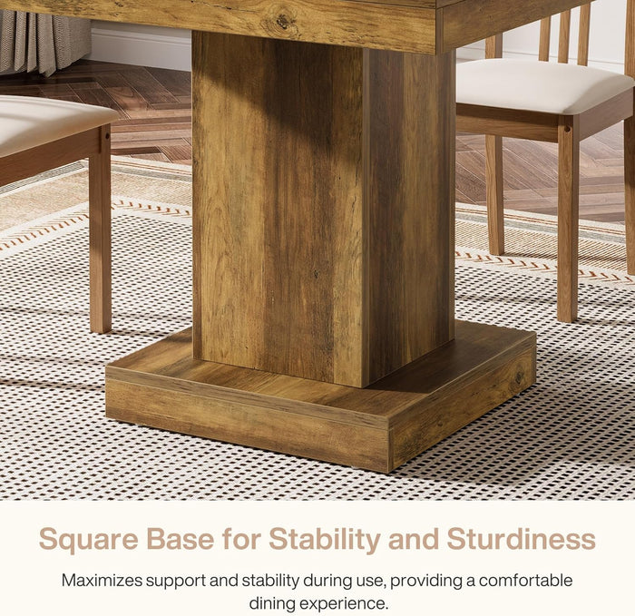 80cm Square Dining Table, Rustic 4-Seater Kitchen Table for Small Spaces