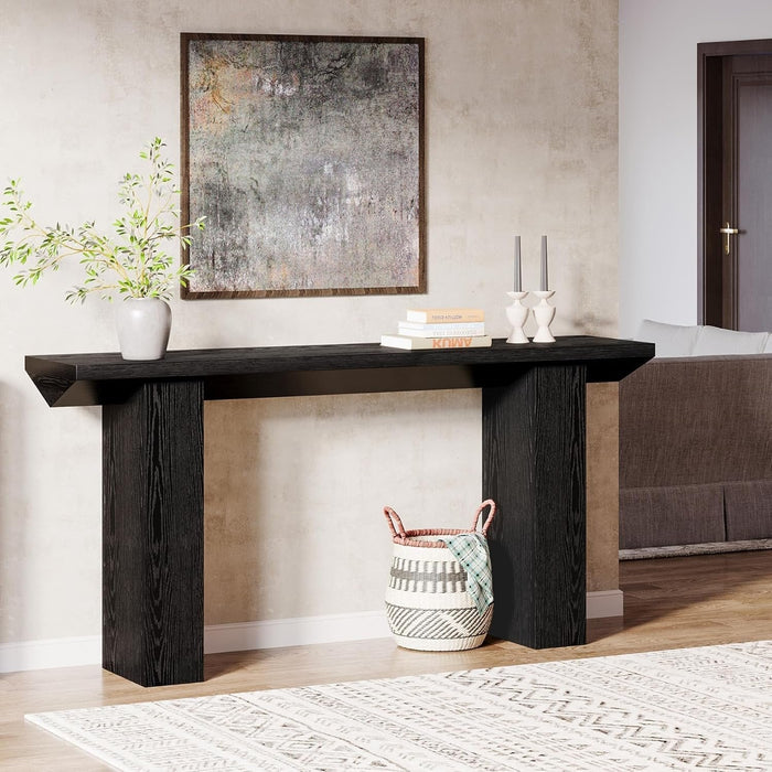 Tribesigns Console table for the hall, Farmhouse-style wooden coffee table behind the sofa