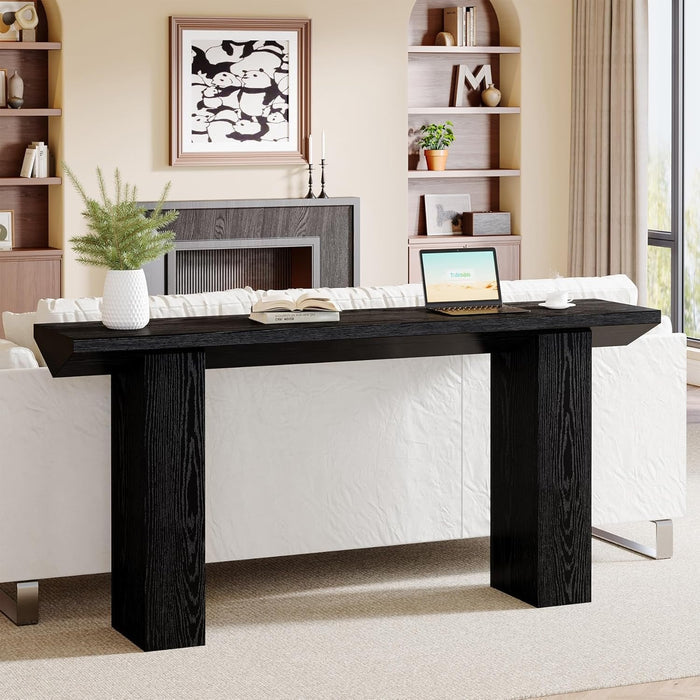 Tribesigns Console table for the hall, Farmhouse-style wooden coffee table behind the sofa