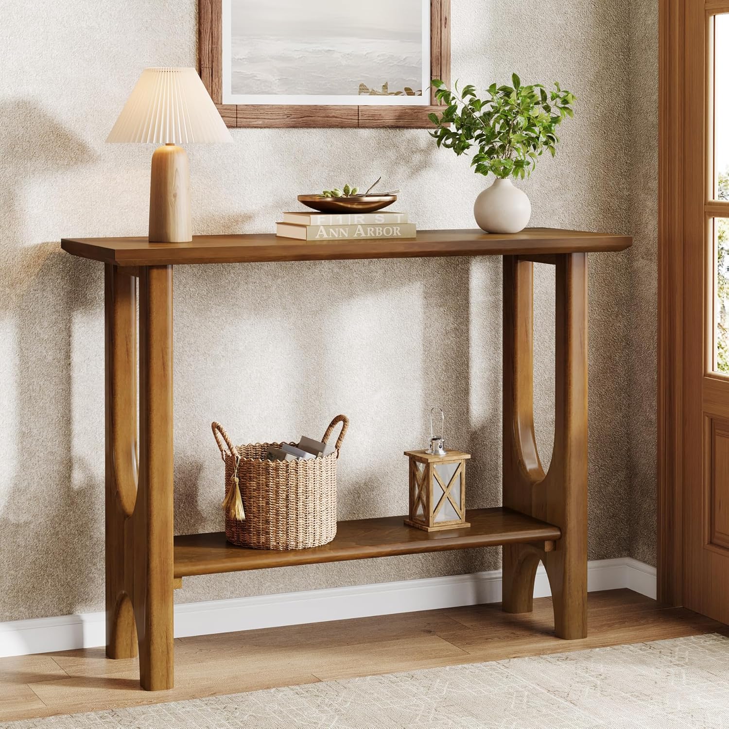 41.3" Console Table, Modern 2 - Tier Sofa Table Entryway Table with Storage Shelf Tribesigns