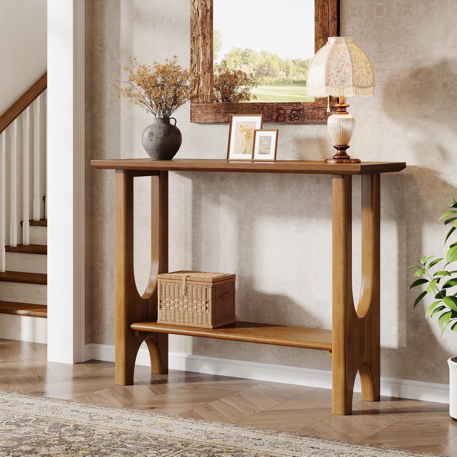 41.3" Console Table, Modern 2 - Tier Sofa Table Entryway Table with Storage Shelf Tribesigns