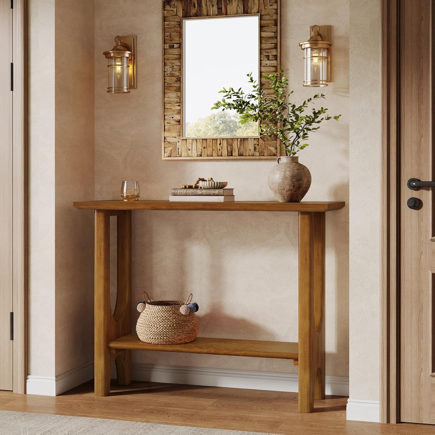 41.3" Console Table, Modern 2 - Tier Sofa Table Entryway Table with Storage Shelf Tribesigns