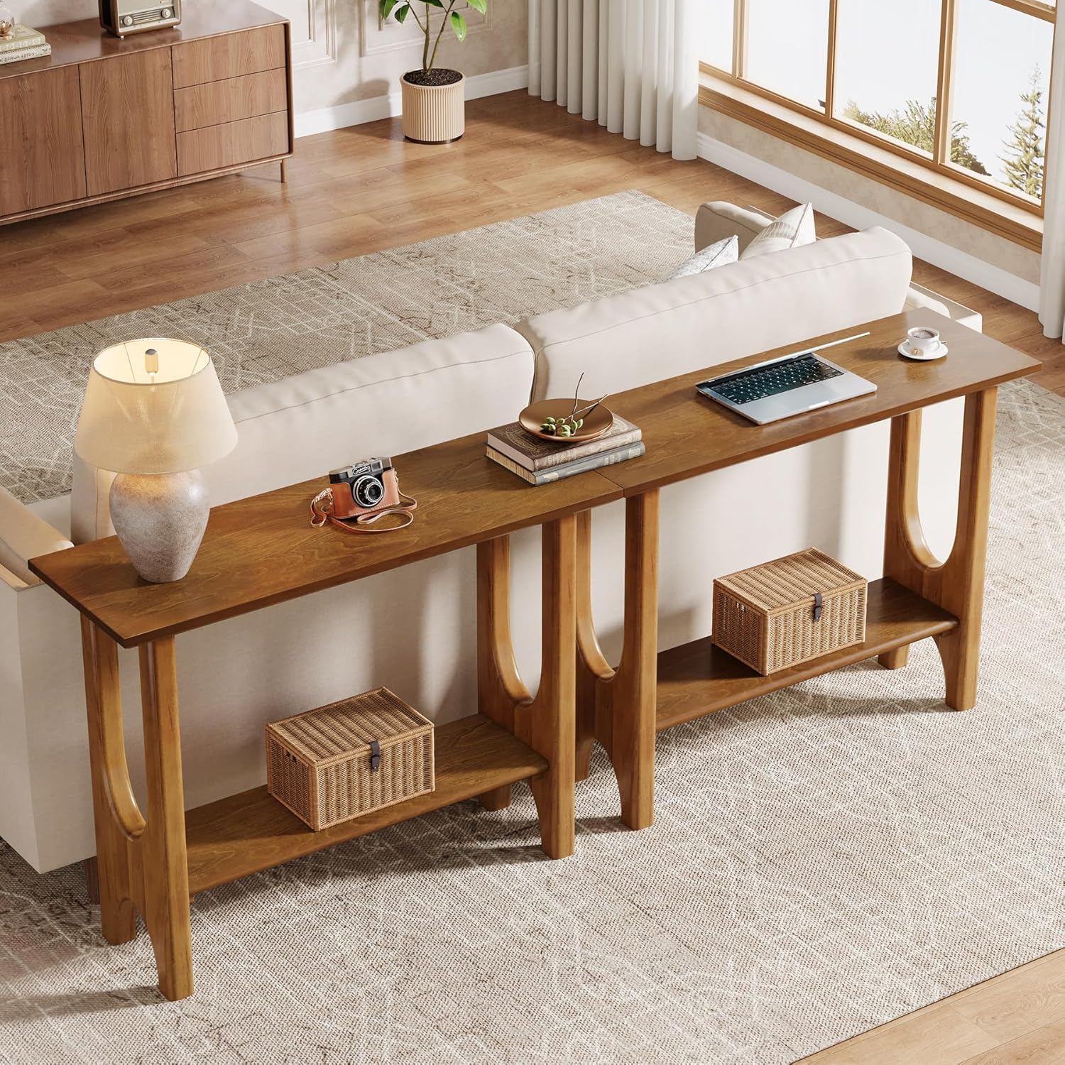 41.3" Console Table, Modern 2 - Tier Sofa Table Entryway Table with Storage Shelf Tribesigns